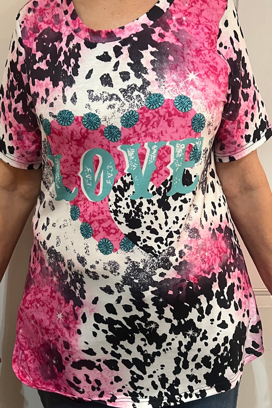 Valentines Cow /Pink Love Top