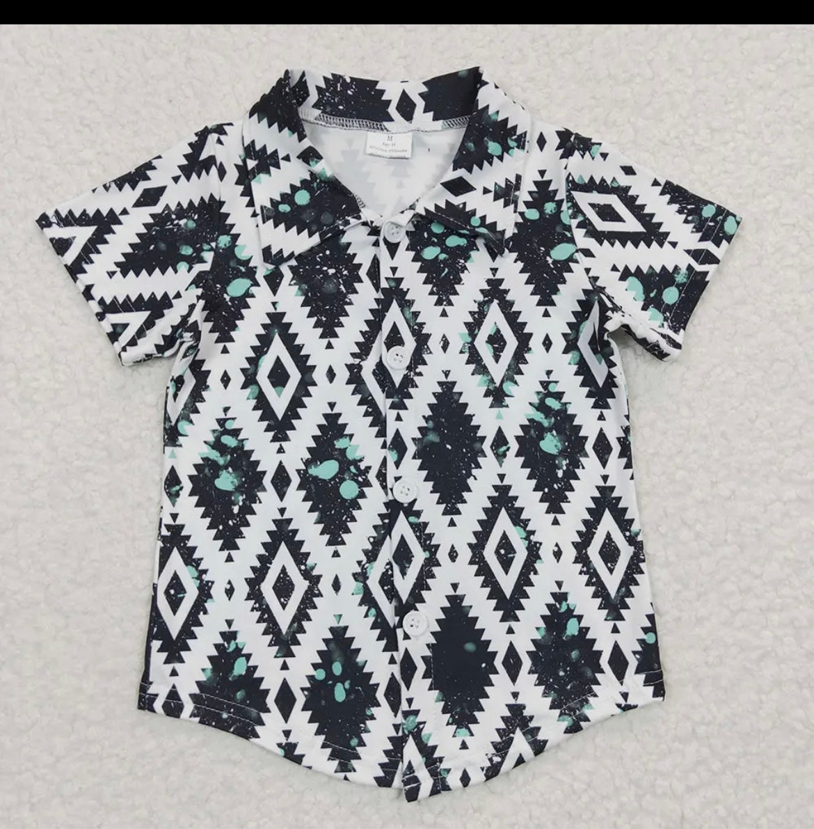 Boys Aztec Blue Short Shirt