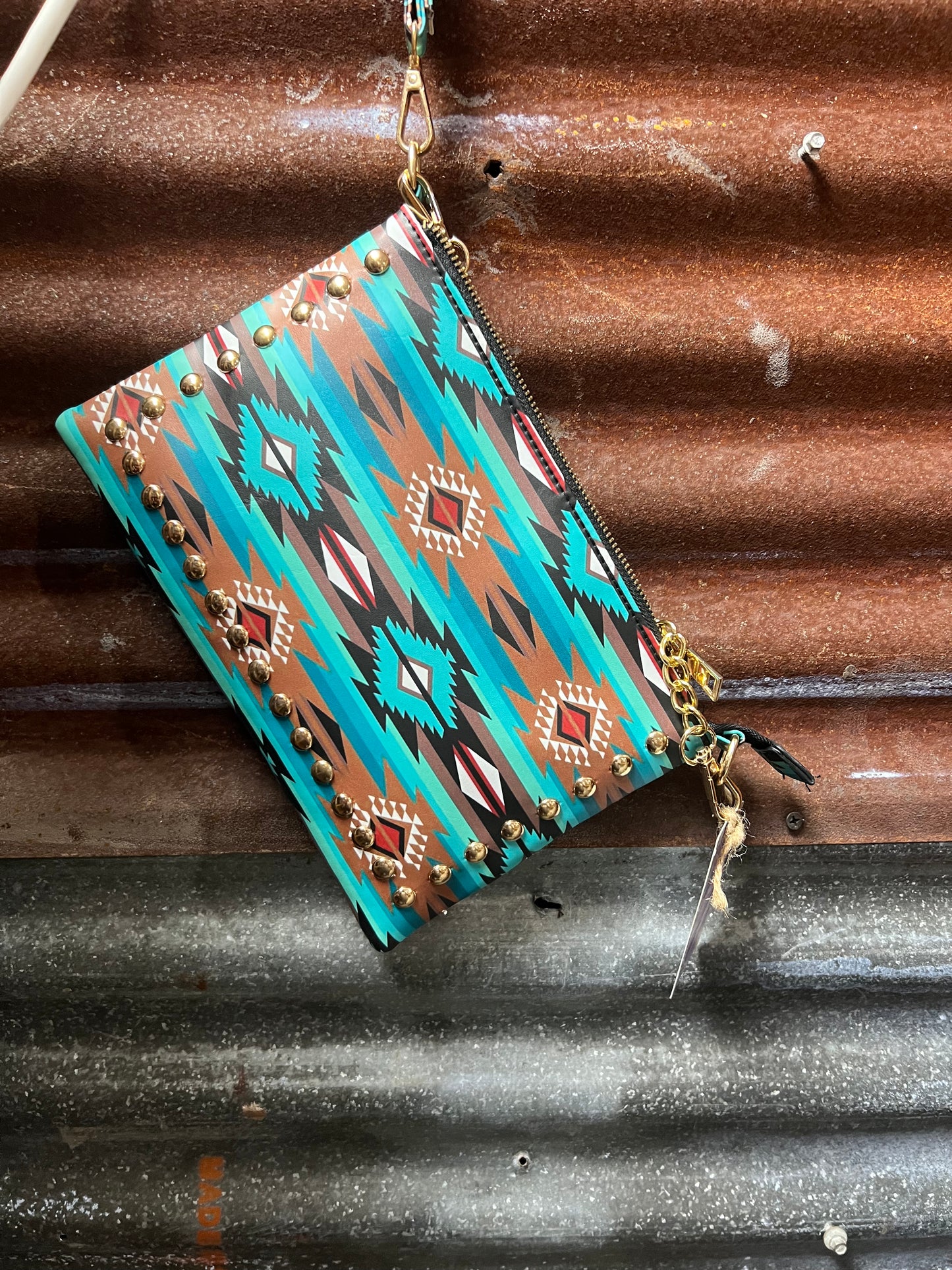 Aztec Crossbody Teal Blue